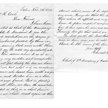 Willian H Cook civil war and death letter 1872 - Photographs