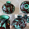 Beautiful Kralik Webbed Ball Vase - Red with Mint Green/Turquoise