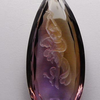 Vintage Deco Carved Lady Full Cameo Ametrine Loose Gemstone 53mm x 24mm - Fine Jewelry