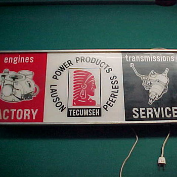 Vintage Lighted Tecumseh Engines Factory Sign