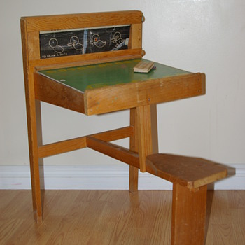 Child's Chalkboard / Pegboard desk with attached seat