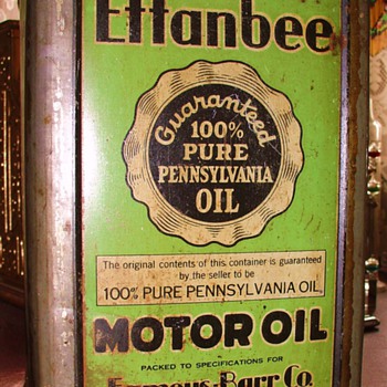 Effanbee Motor Oil...Guaranteed 100% Pure Pennsylvania Oil...Famous-Barr Co. St.Louis