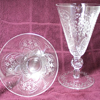 Etched Crystal Goblets and Dessert Bowls - Glassware