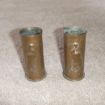 WW1 Trench Art spill vases - Military and Wartime