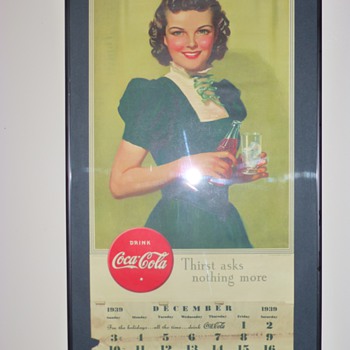 1939 Coca-Cola Calendar Thrift Store Framed & Hung - Coca-Cola