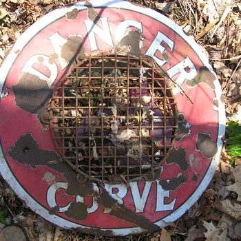 Sign un-Earthed by Winter 2013 - Danger Curve Reflector - Signs