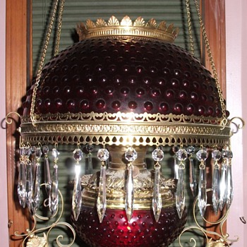 1900 ruby red oil parlor lamp