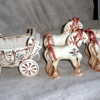 Cinderella Princess Coach & Four Horses by BZ Originals, CA Pottery - Art Pottery