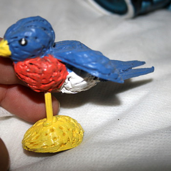 Peach Seed Bird and Butterfly by D Lee - Folk Art
