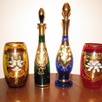 Enameled Bohemian Decanters & Jars - Bottles