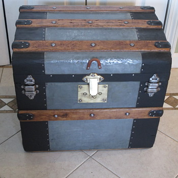 Small Zinc Covered Trunk with Brass Lock - Furniture