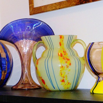 My Kralik's In Blue's & Yellow's Vase's - Art Glass