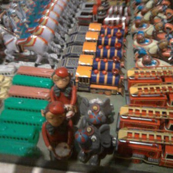 Old toy displays at Christmas museum.