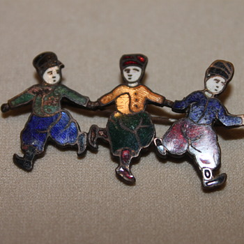 Vintage Enamel Dancers - Costume Jewelry