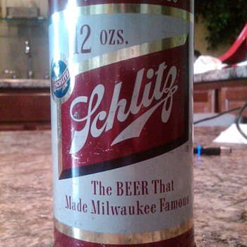 Schlitz flat top steel beer can