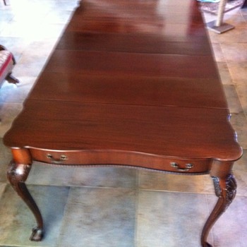 Two... Mahogany Chippendale tables make card tables or dining room tables