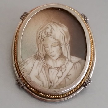 800 Silver Virgin Mary Pendant or Brooch - Fine Jewelry