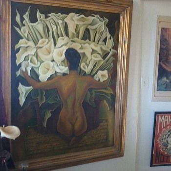 Painting Copy, "Woman With Calla Lilies", Diego Rivera with Model Frida Khalo.