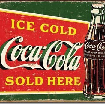 Ice Cold COKE Coca Cola Sold Here Retro Metal Tin Sign - Signs