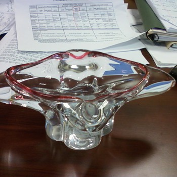 Chalet Glass? pink edge heavy lead crystal no markings - Art Glass
