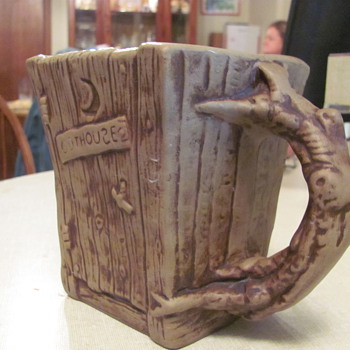 Rumph  art pottery  mug  "The Outhouse" 