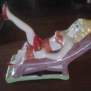 Lounging Lady Ash Tray - Art Pottery