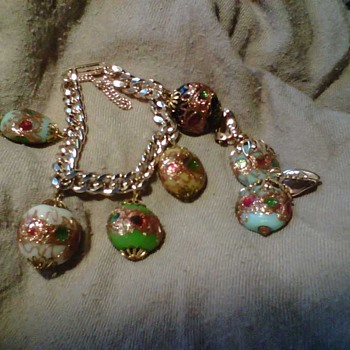 Unusual charm bracelet matching earrings perhaps Cuban?