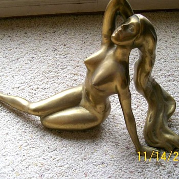 Brass Deco Lady 20" Long 10 " Tall 