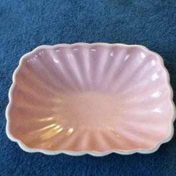 Shell pink dish with IRG unknown mark - Art Pottery