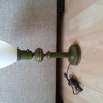 Table lamp, metal base with milk glass shade-possibly french - Lamps