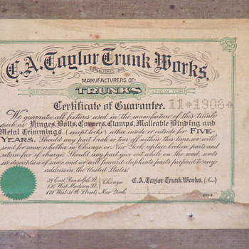 C.A. Taylor Trunk Works XX Professional November of 1906, Jesse L. Lasky - Furniture