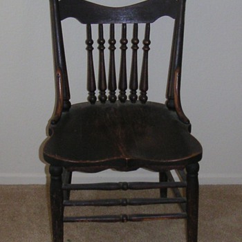 Solid Oak, saddle seat, spindle back chairs - Furniture