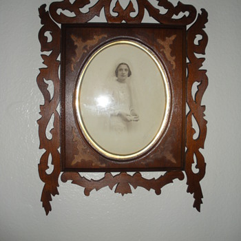 hand carved picture  frame and original signed photo  - Photographs