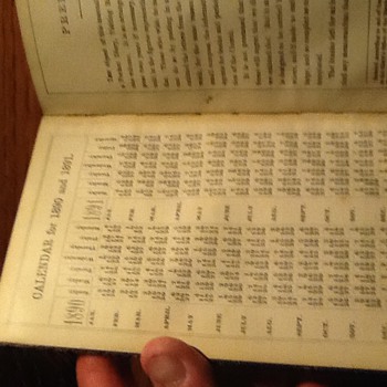 Old leather book dated 1890-1891 calendar