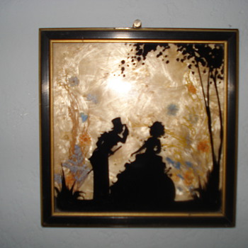 TWO BEAUTIFUL FRAMES  WITH BLACK FIGURE - Art Glass