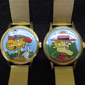 1971 Jay Ward Hand-Painted Dial Character Wristwatches - Wristwatches