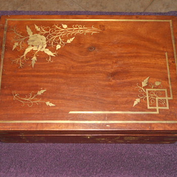Wooden Jewelry Box With Brass Inlays