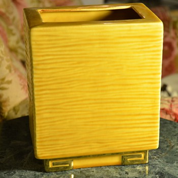 Mid-century Modern 'Pillow' Vase in Yellow and Gold - Art Pottery