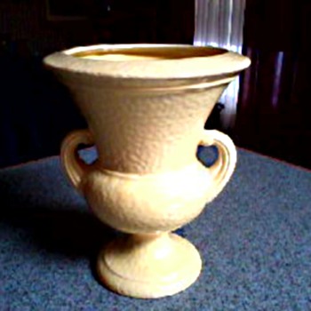 Norton Pottery Two Handle Urn /Pale Yellow Pebble Finish Glaze/ Circa 1940's-50's - Art Pottery