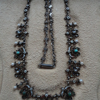 Austro-Hungarian silver enamel necklace, c. 1900 - Fine Jewelry