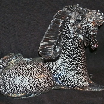 Venetian Art Glass Silver Fleck Horse (Murano?) - Art Glass
