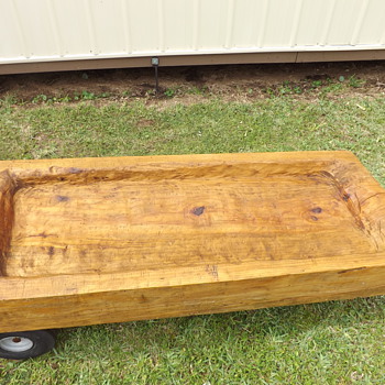 Big Huge Wood Craved out. ?Dough Bowl Trench Table Rustic 