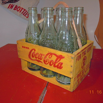 1940's Coca-Cola Carrier, Six Bottle, Rope Handle