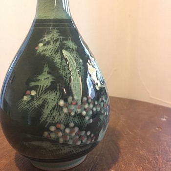 Asian Vase with a pretty outdoor scene hand painted - Asian