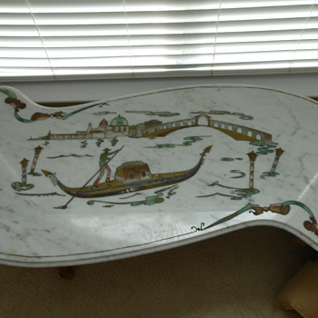 Carrera Italian marble coffee table with Venice scene