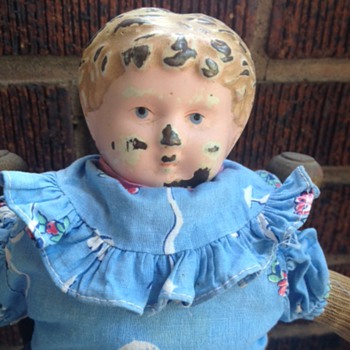 antique doll: metal head - Dolls