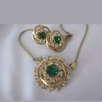 Emerald Parure Possibly Juliana? - Costume Jewelry