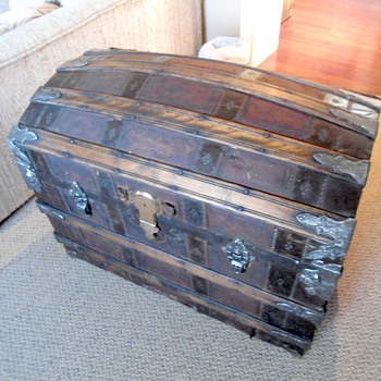 Restored 1880's Trunk Leather Covered Trunk - Furniture