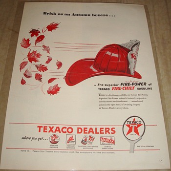 Texaco Fire Chief "Brisk as an Autumn breeze..." Magazine Ad