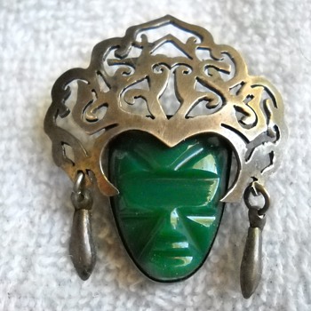 MEXICO STERLING FACE MASK BROOCH - Fine Jewelry